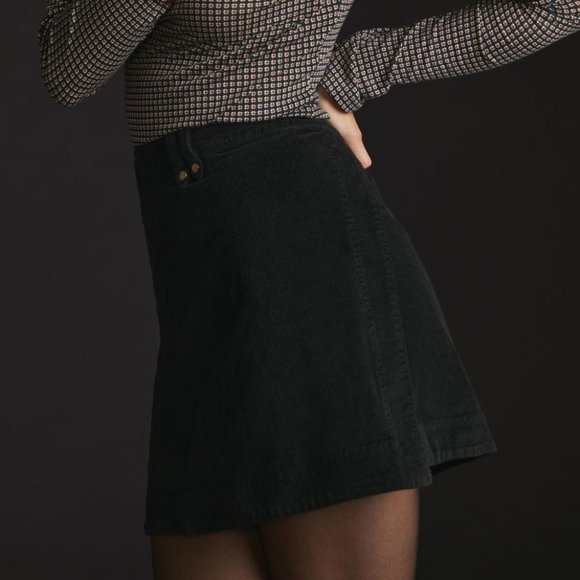 Anthropologie Dresses & Skirts - Anthropologie Pilcro NWT Corduroy Mini Skirt Womens 6 Black